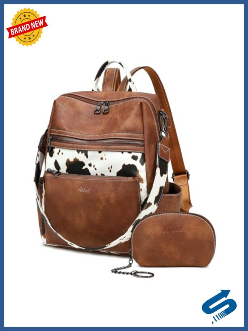 Faux Leather Fashion Backpack Purse for Women Travel Work Daypack Convertible